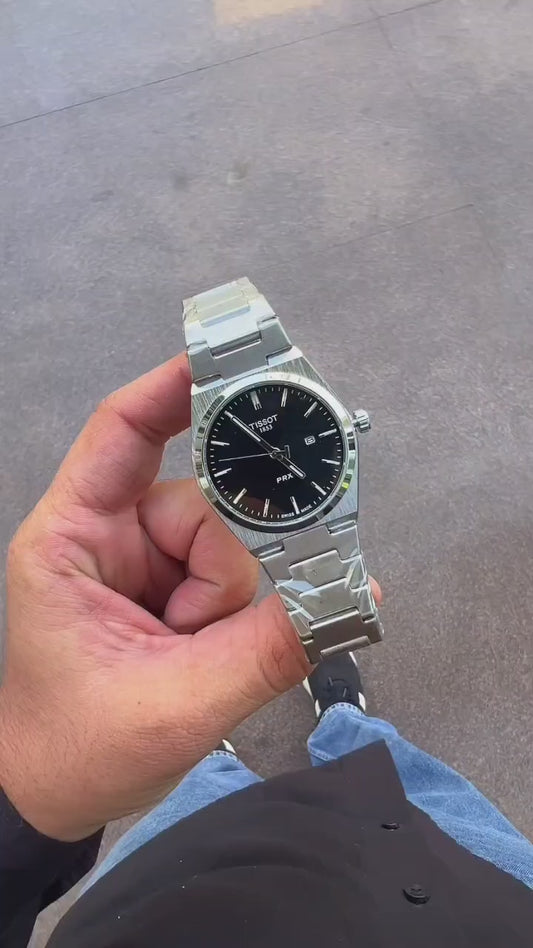 Tissot 1853 Prx Black Silver Dial with Stainless Steel Bracelet