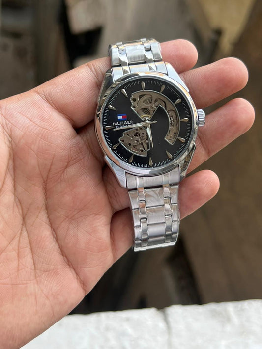 Tommy Hilfiger Automatic Skeleton — Full Silver & Black Edition