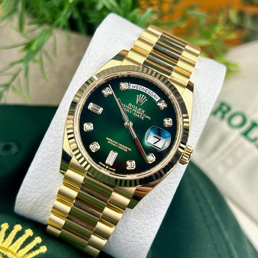 Oyster Perpetual Day Date Diamond Gold-Green Battery