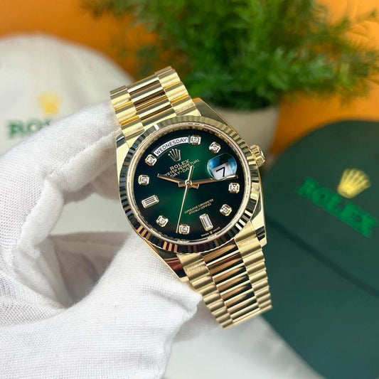 Oyster Perpetual Day Date Diamond Gold-Green Battery