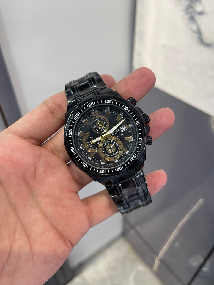 Casio Edifice Midnight Stealth Chronograph - Black & Gold Precision Watch